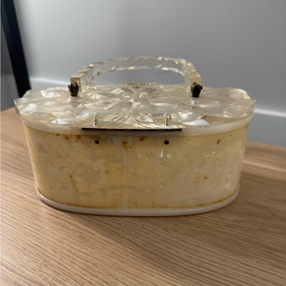 Vintage Floral Lucite Handbag with Clear Handles - Picture 6 of 8